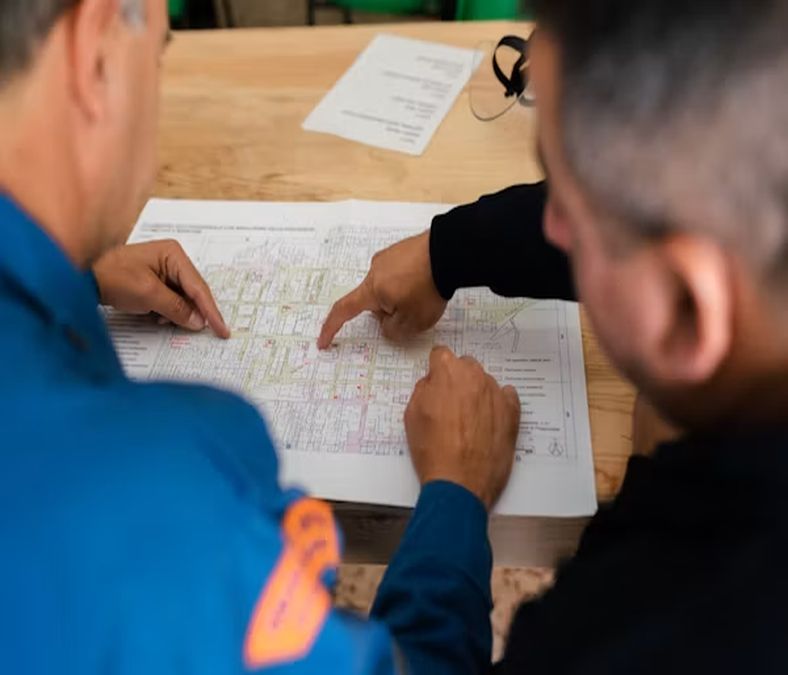 Homeowner comparing a plumbing estimate with a contractor